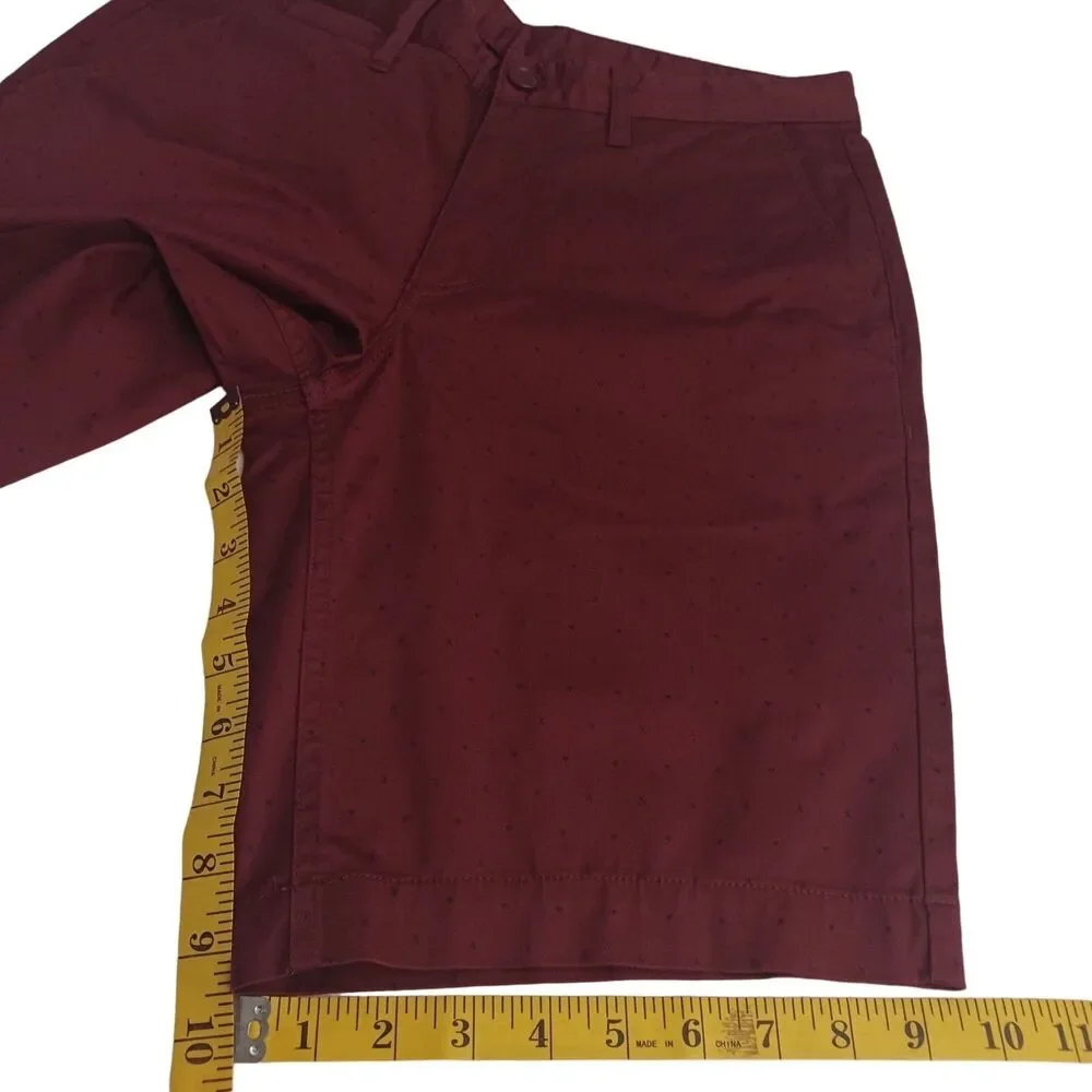 A|X Armani Exchange Men's Burgandy Flat Front Chino Printed Shorts Size 29